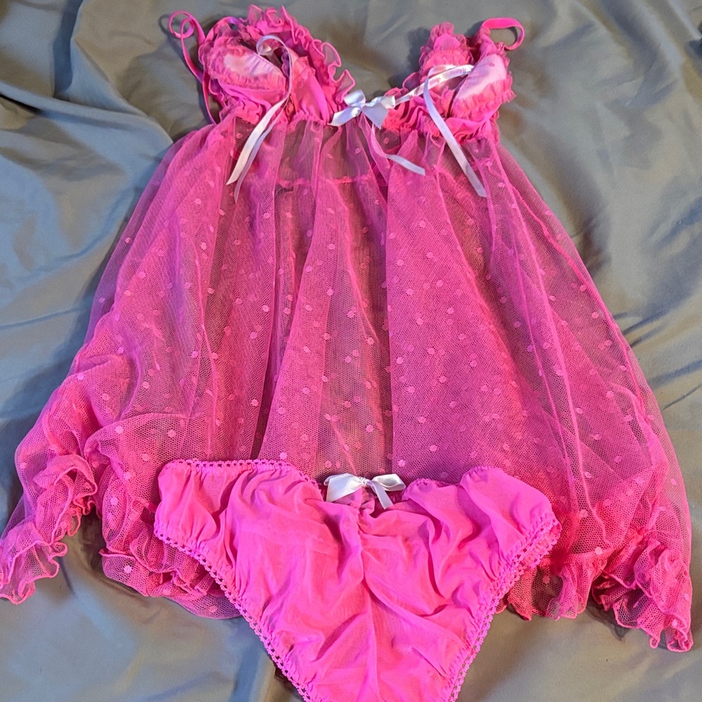 Victoria's Secret Pink Sheer Chemise Set